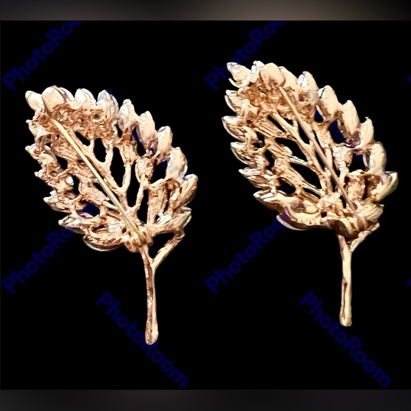 RHINESTONE FERN LEAf PIN BROOCH PIN silver or gold NWT - Picture 2 of 2